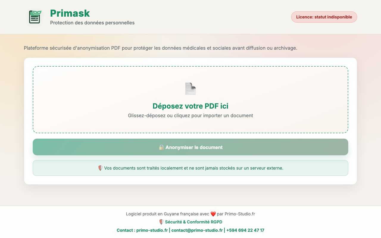 Primask — Interface d'anonymisation